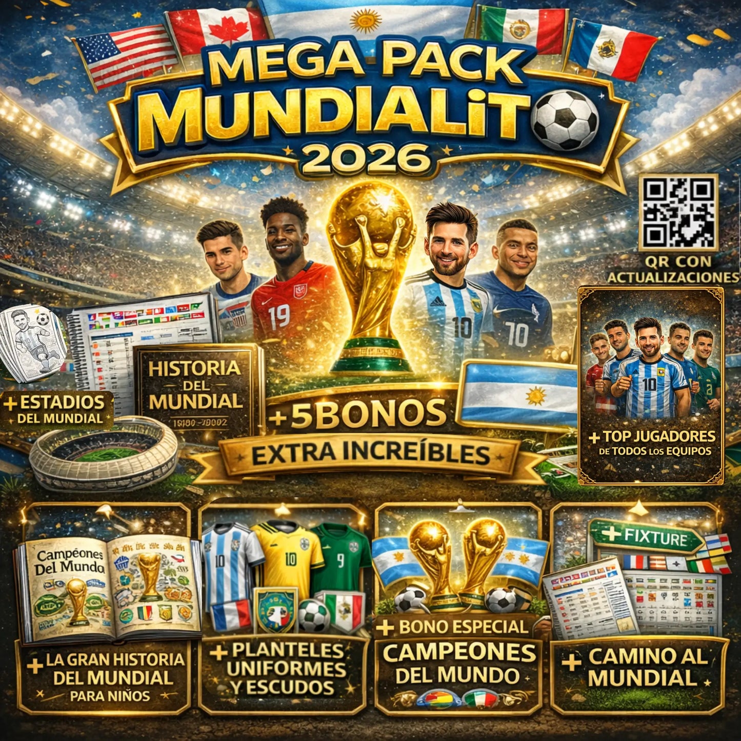 Mega pack Camino al Mundial 🏆 + 4 Regalos y 900 Figuritas Album Mundial ⚽️